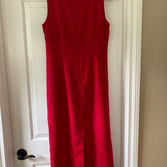 VTG Mosaic Red 2 Pc Maxi Dress W Jacket Sz 8 Linen Rayon Blend Fully Lined Dress - Picture 3 of 5